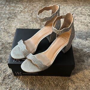 INC International Concepts Silver Glitter Heels